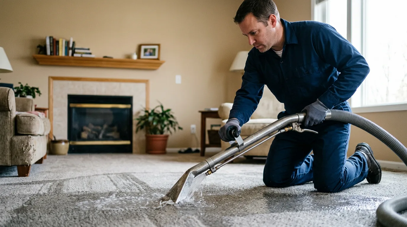 Water damage restoration technician working near Fulton, TX